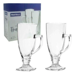 Caneca de vidro transparente 265ml frappe com 02 unidades fratelli