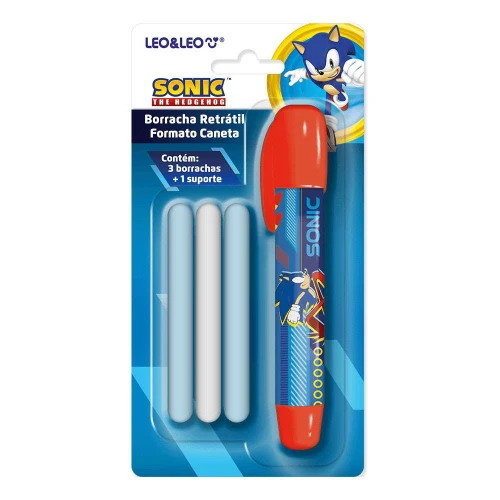 Caneta borracha retrátil Sonic 04 peças Leo e Leo