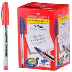 Caneta esferográfica fix trilux com 50 unidades vermelho Faber Castell