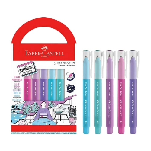 Caneta fine pen Faber-Castell com cheirinho de frutas 0,4mm com 05 unidades