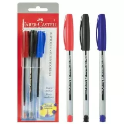 Caneta fix trilux triangular com 03 unidades azul e mista Faber Castell