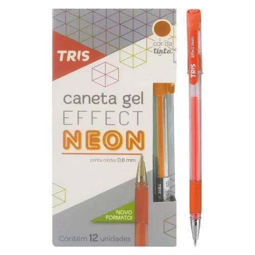 Caneta gel effect neon 1.0mm laranja Tris