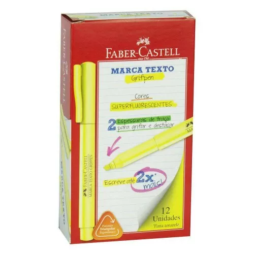 Caneta marca texto amarelo Faber Castell