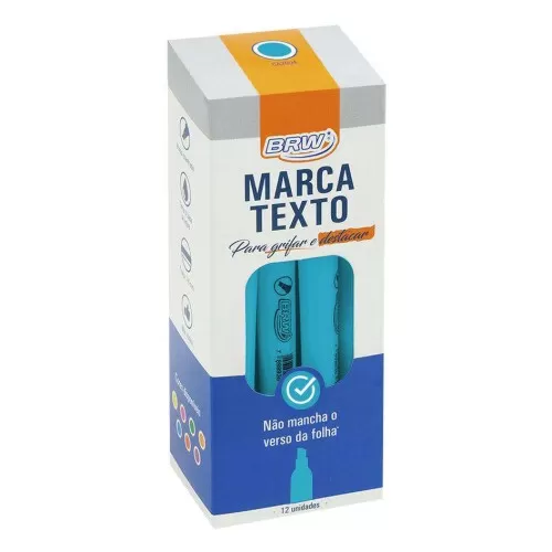 Caneta marca texto azul fluorescente Brw CA2005