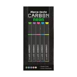 Caneta marca texto jocar office carbon line neon com 05 unidades