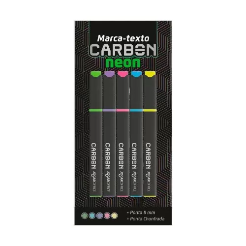 Caneta marca texto jocar office carbon line neon com 05 unidades