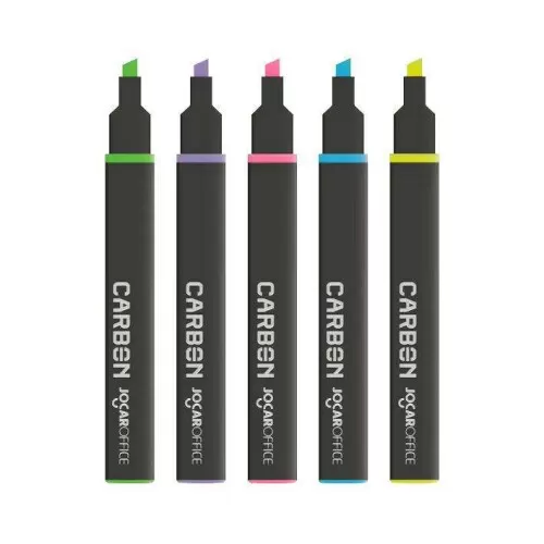 Caneta marca texto jocar office carbon line neon com 05 unidades