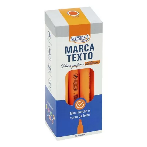 Caneta marca texto laranja fluorescente Brw CA2004