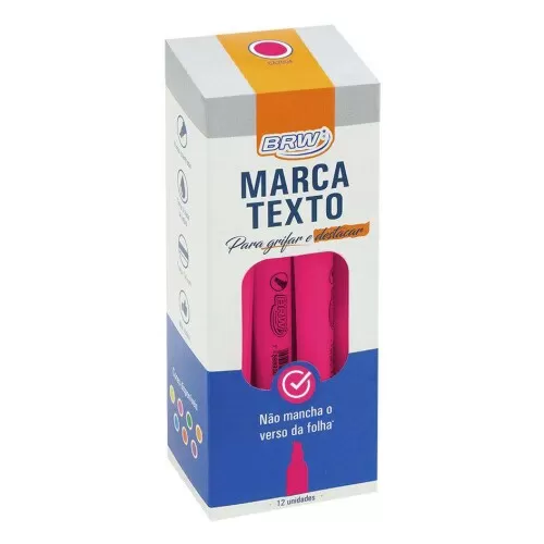 Caneta marca texto rosa fluorescente Brw CA2002