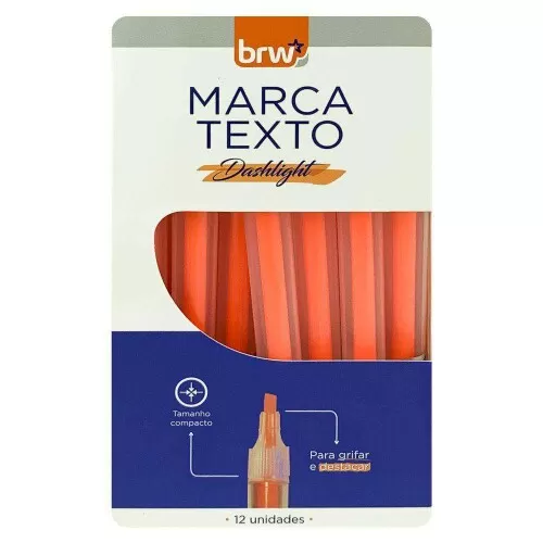 Caneta marca texto transparente laranja fluorescente Brw CA2204