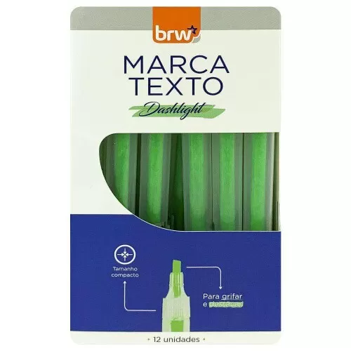 Caneta marca texto transparente verde fluorescente Brw CA2203