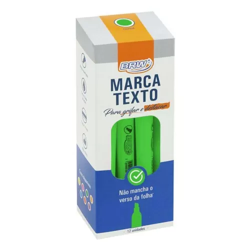 Caneta marca texto verde fluorescente Brw CA2003