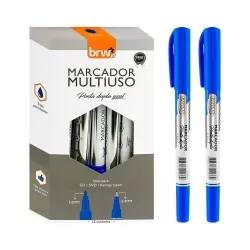 Caneta para retroprojetor ponta dupla azul Brw