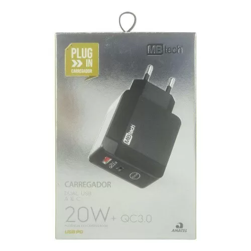 Carregador adaptador tipo C e USB 20W MB52115 Mbtech