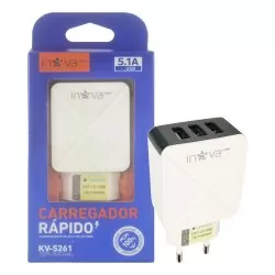 Carregador adaptador usb 5.1A 3 saidas usb kv-5261 Inova