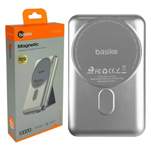 Carregador bateria Power Bank indução 10000MAH Basike Inova