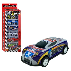 Carrinho de metal Racing com 6cm e 6 peças Balul