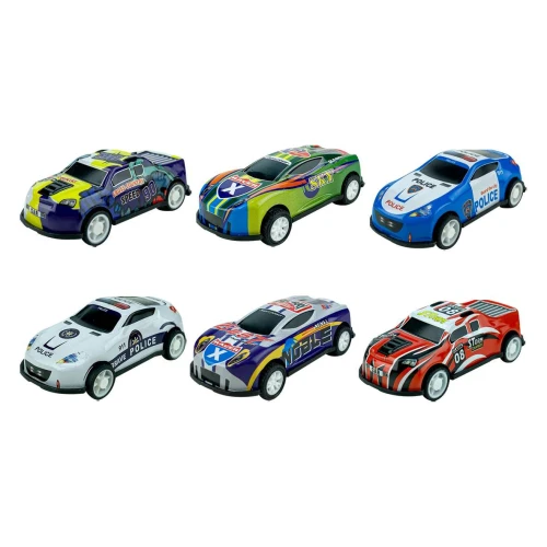 Carrinho de metal Racing com 6cm e 6 peças Balul