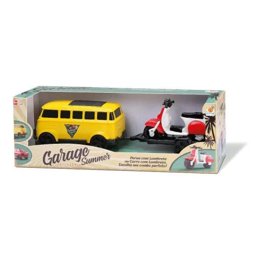 Carro Kombi Garage Summer com lambreta Orange Toys