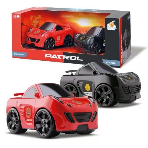 Carro Patrol kit com 02 unidades bombeiro e polícia Orange Toys