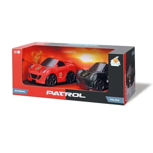 Carro Patrol kit com 02 unidades bombeiro e polícia Orange Toys