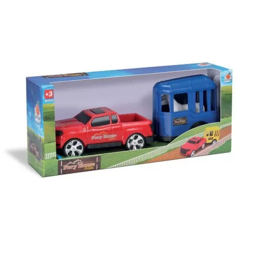 Carro Pick-up com carretinha + cavalo Fury Horse Ride Orange toys