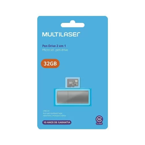 Cartão de memória 2X1 32GB micro sd/usb MC163 Multilaser