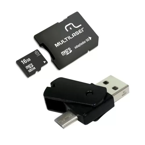 Cartão de memória 4 em 1 8GB micro sd/sd/usb/v8 MC130 Multilaser