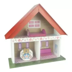 Casinha de boneca de madeira com acessórios 41x44cm Marques