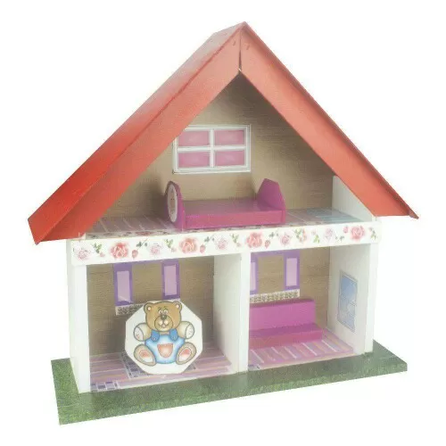 Casinha de boneca de madeira com acessórios 41x44cm Marques