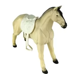 Cavalo branco com sela de vinil premium 30cm