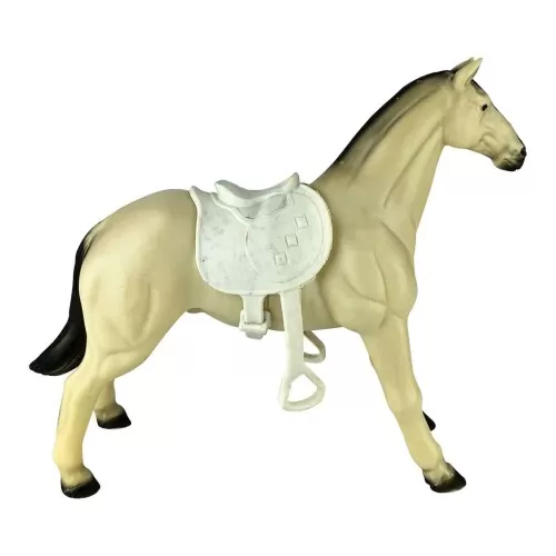 Cavalo branco com sela de vinil premium 30cm