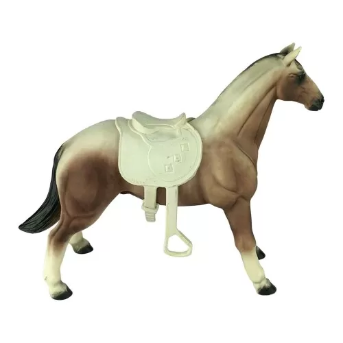 Cavalo malhado com sela de vinil premium 30cm