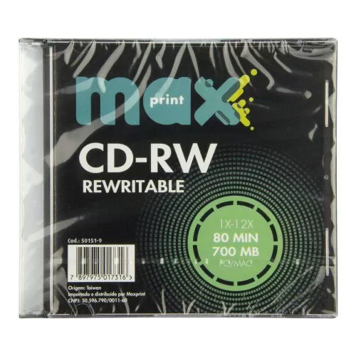 CD-RW regravável slim Maxprint