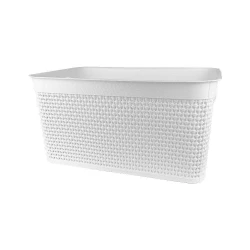 Cesto plástico rattan sem tampa 23x15,5cm 2,5 litros branco