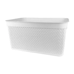 Cesto plástico rattan sem tampa 26,7x18cm 4 litros branco