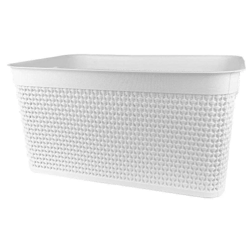 Cesto plástico rattan sem tampa 31x20cm 7,5 litros branco