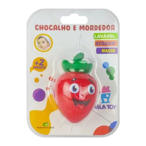 Chocalho e mordedor infantil moranguinho Vila Toy