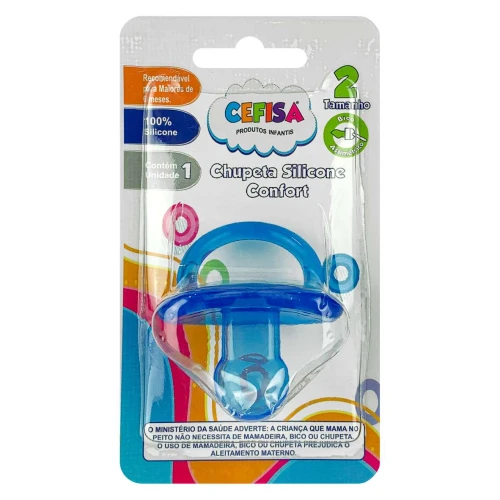 Chupeta de silicone chata azul/rosa + 6 meses Cefisa