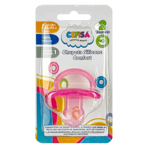 Chupeta de silicone chata azul/rosa + 6 meses Cefisa