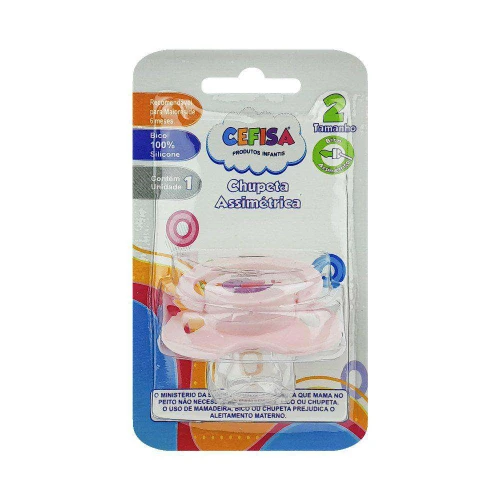 Chupeta silicone chata azul/rosa +6 meses Cefisa