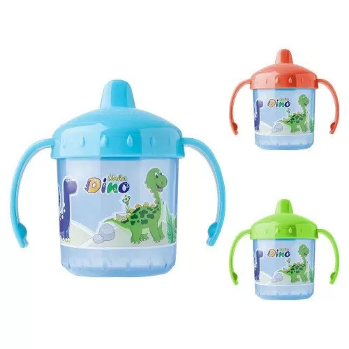 Copo plástico infantil com alça 200ml dinossauro Cefisa