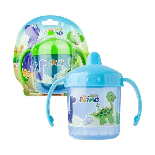 Copo plástico infantil com alça 200ml dinossauro Cefisa