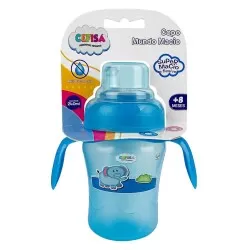 Copo plástico infantil com bico anti-vazamento 240ml azul/rosa Cefisa