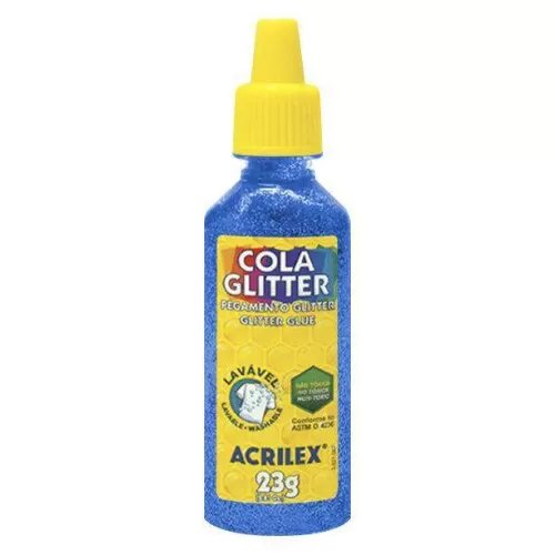 Cola glitter lavável 23 gramas azul Acrilex