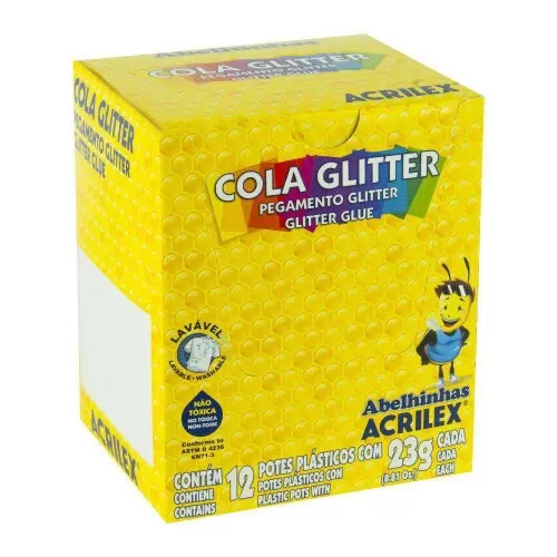 Cola glitter lavável 23 gramas azul Acrilex