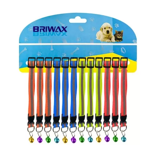 Coleira para gato refletiva com guizo Briwax