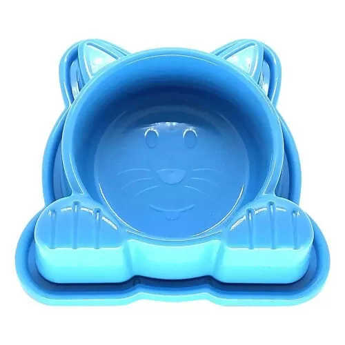 Comedouro cat face anti-formiga azul Pet Injet