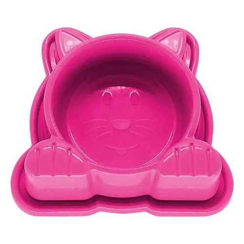 Comedouro cat face anti-formiga rosa Pet Injet