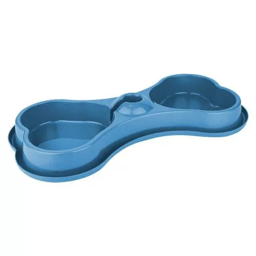 Comedouro duplo para cães osso azul Pet Injet